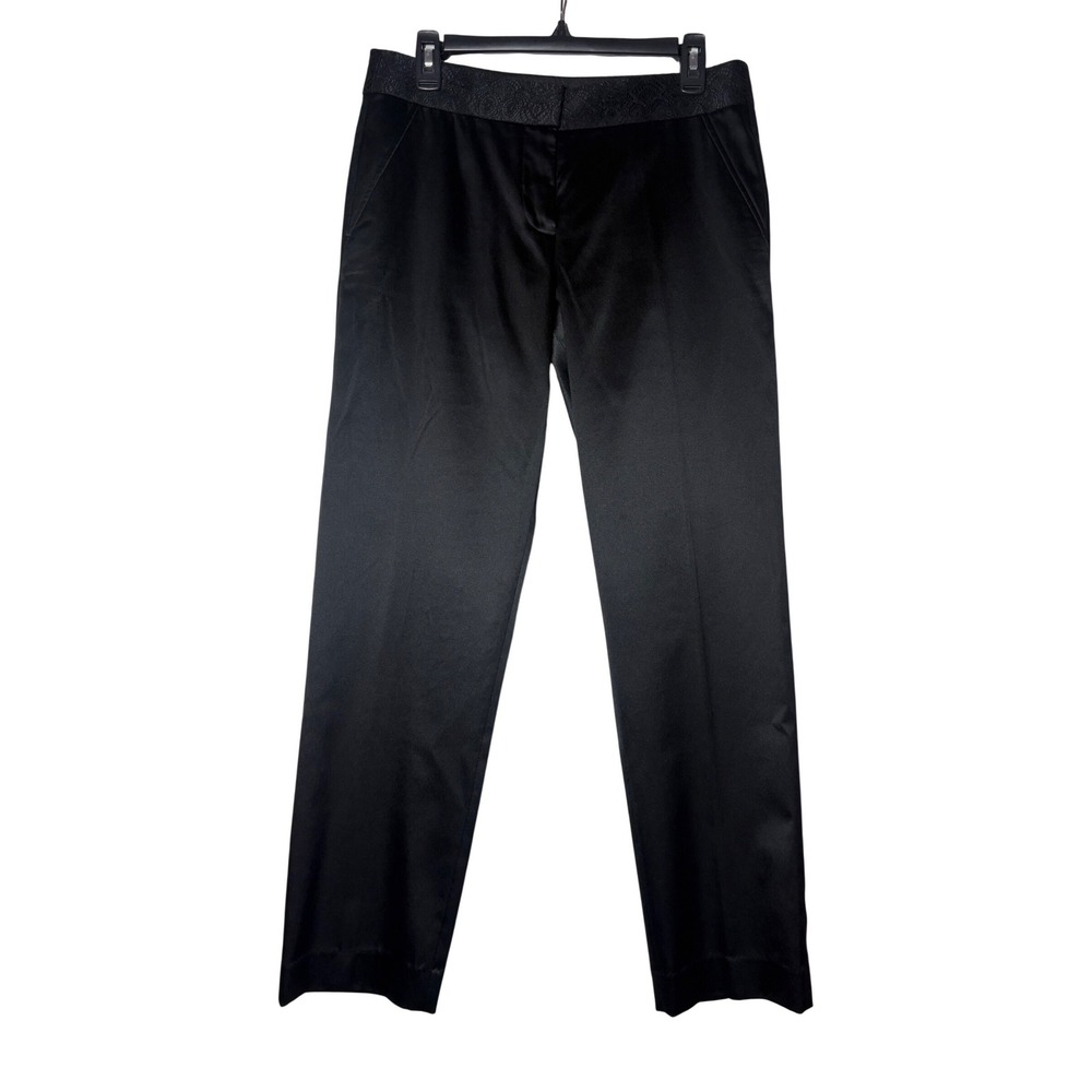 Tory Burch Black Silk Blend Lace Waistband Straight Leg Dress Pants - Size 6
